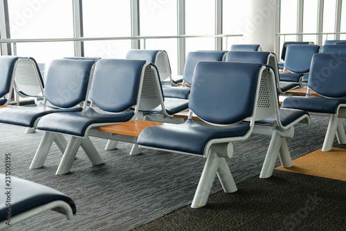 chair at airport terminal. seat at waiting area