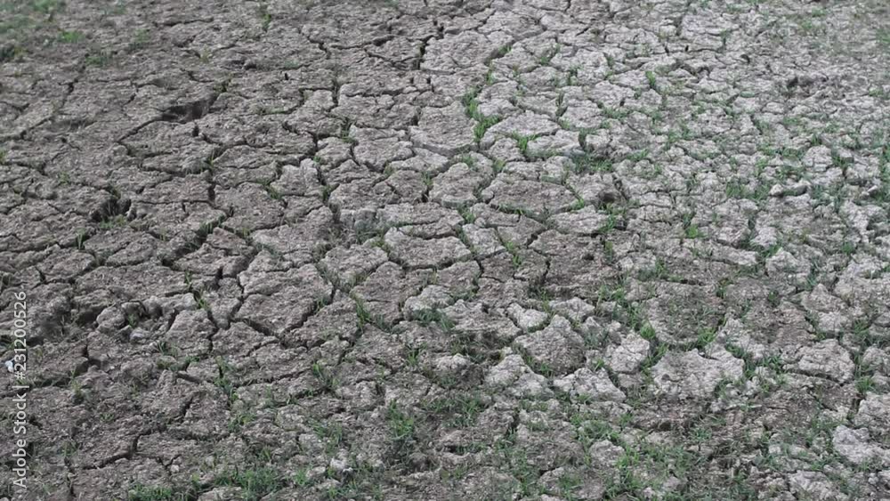 Soil cracked and dry by erosion