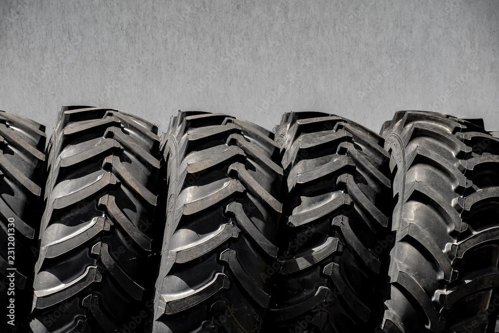 Tractor tires wheels closeup pattern