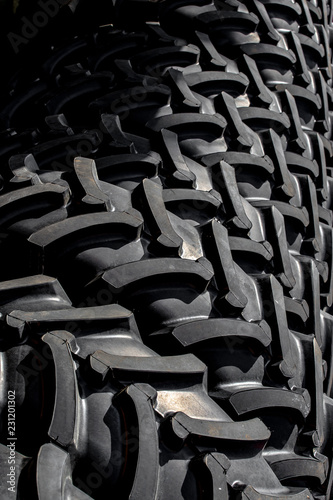 Tractor tires wheels closeup pattern
