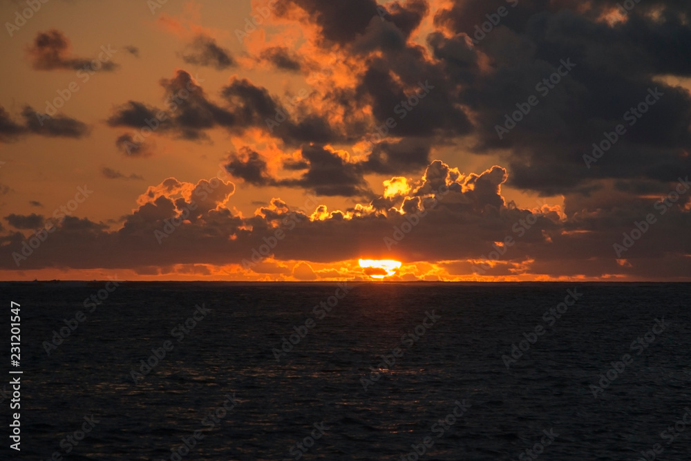 Dominicana. Dawn over the sea