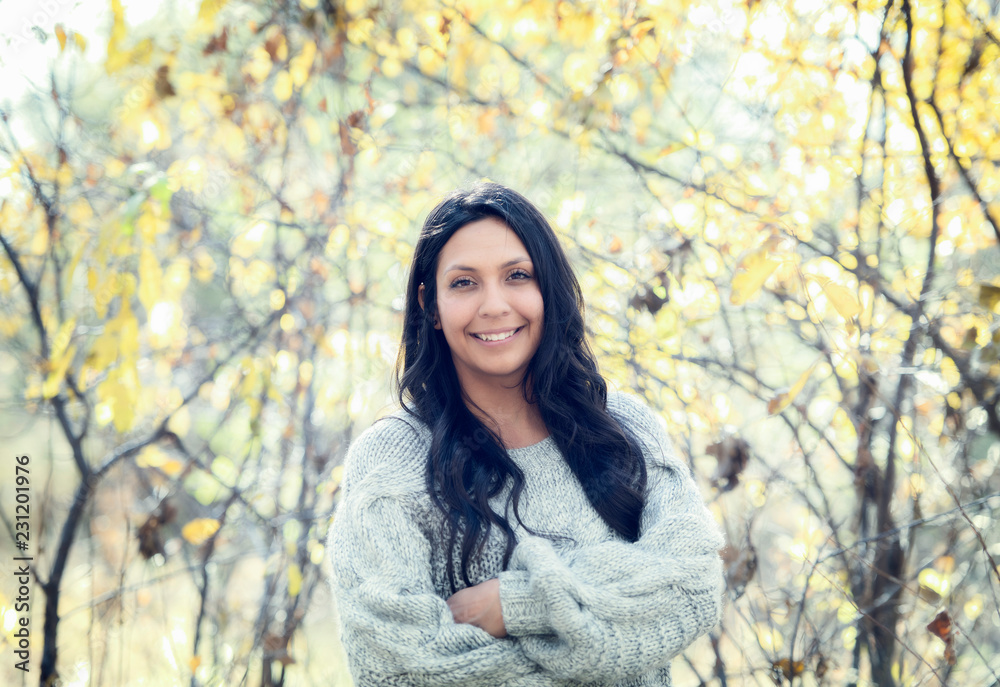 Beautiful Young Millennial Hispanic, American Indian, Multi-racial Woman Portrait Outside on a Fall Day Beautiful Young Millennial Hispanic, American Indian, Multi-racial Woman Portrait Outside on a Fall Day