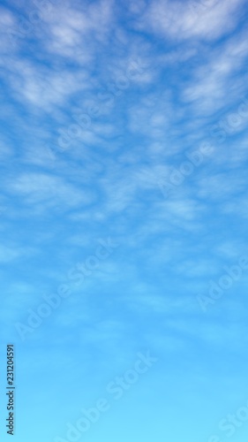 Cumulus white clouds in the clear blue sky in the morning. Blue sky background with white clouds. 3D illustration