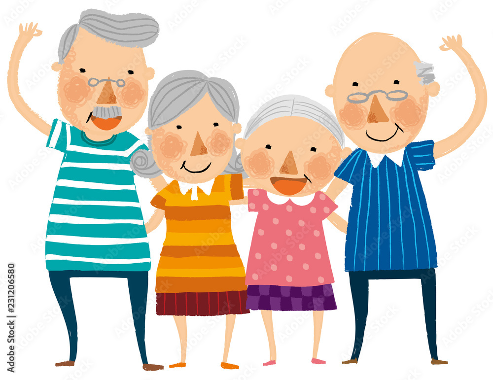 Group of elderly couple Group of elderly couple