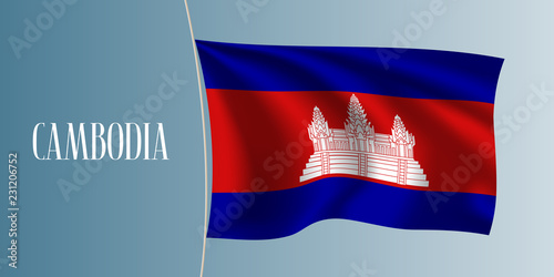 Cambodia waving flag vector illustration. Iconic design element