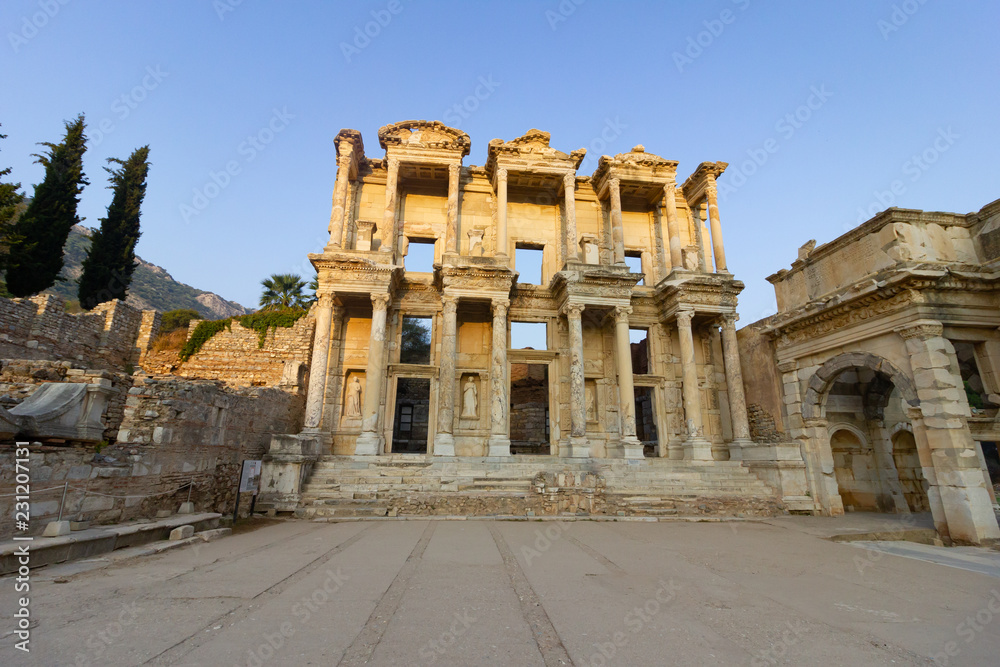 Public places A world heritage ephesus library in the historic city of Turkey.