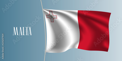 Malta waving flag vector illustration. Iconic design element