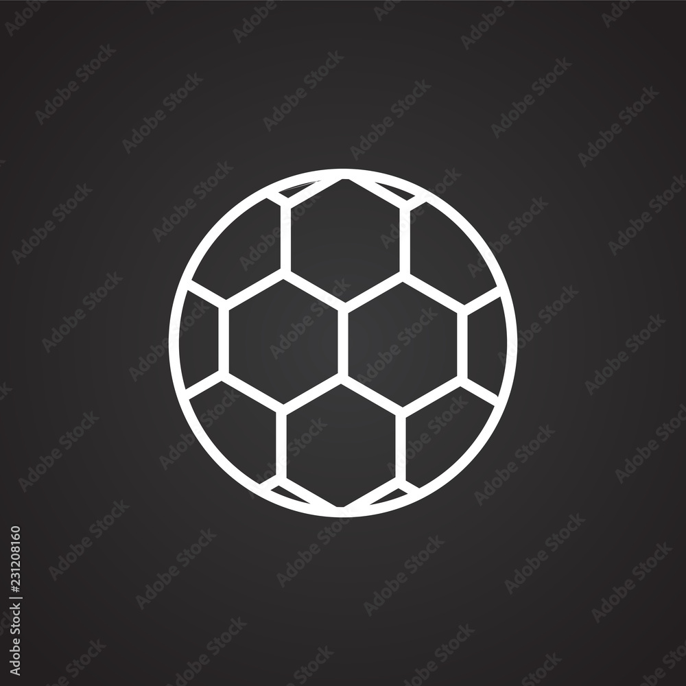 Soccer ball thin line on black background icon