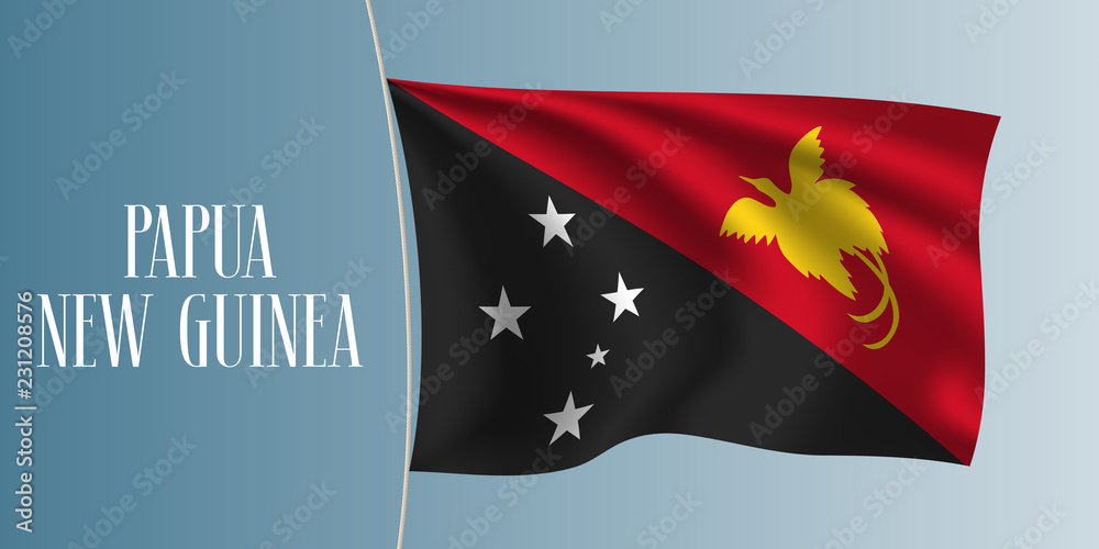 Papua New Guinea waving flag vector illustration. Iconic design element