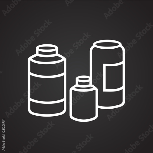 Sport nutrition thin line on black background icon