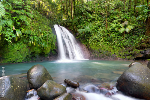 Canvas Print Most famous touristic site in Guadeloupe, french west indies, cascade aux ecrevisses (crawfishes waterfall)