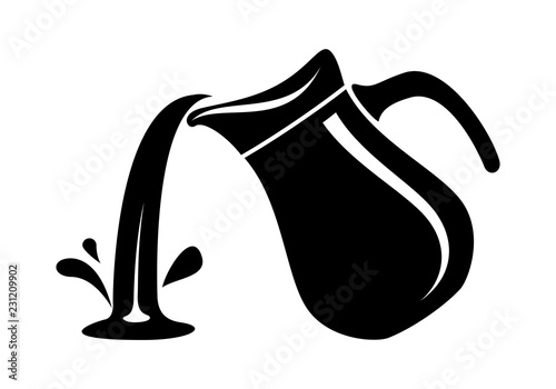 Canvas Print Jug pour out milk or water canister. Simple logo.