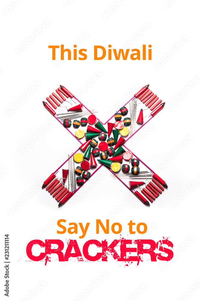 Obraz premium Say No to Crackers concept for Diwali greeting card
