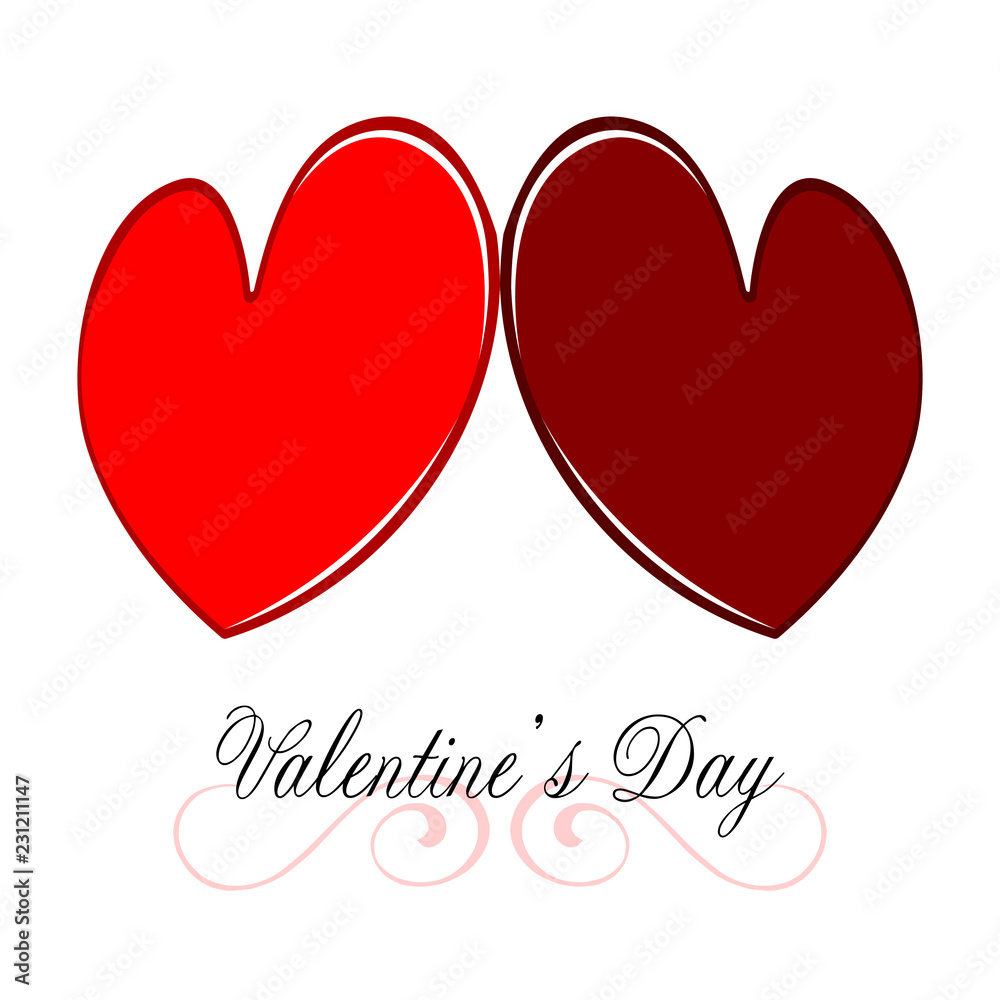 Pair of heart shapes. Valentine day. Vector illustration design