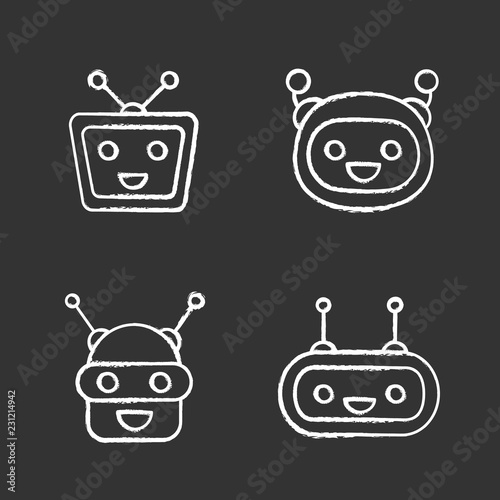 Chatbots chalk icons set