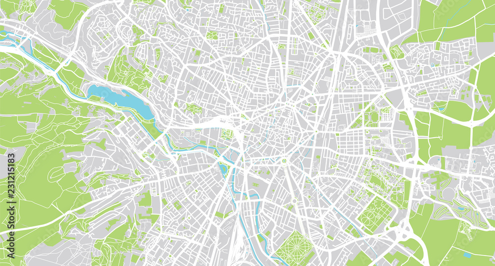 Urban vector city map of Dijon, France