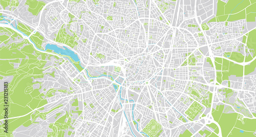 Urban vector city map of Dijon, France