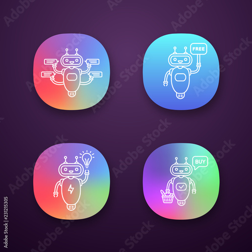 Chatbots app icons set
