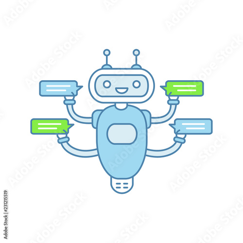 Chatbot with four speech bubbles color icon