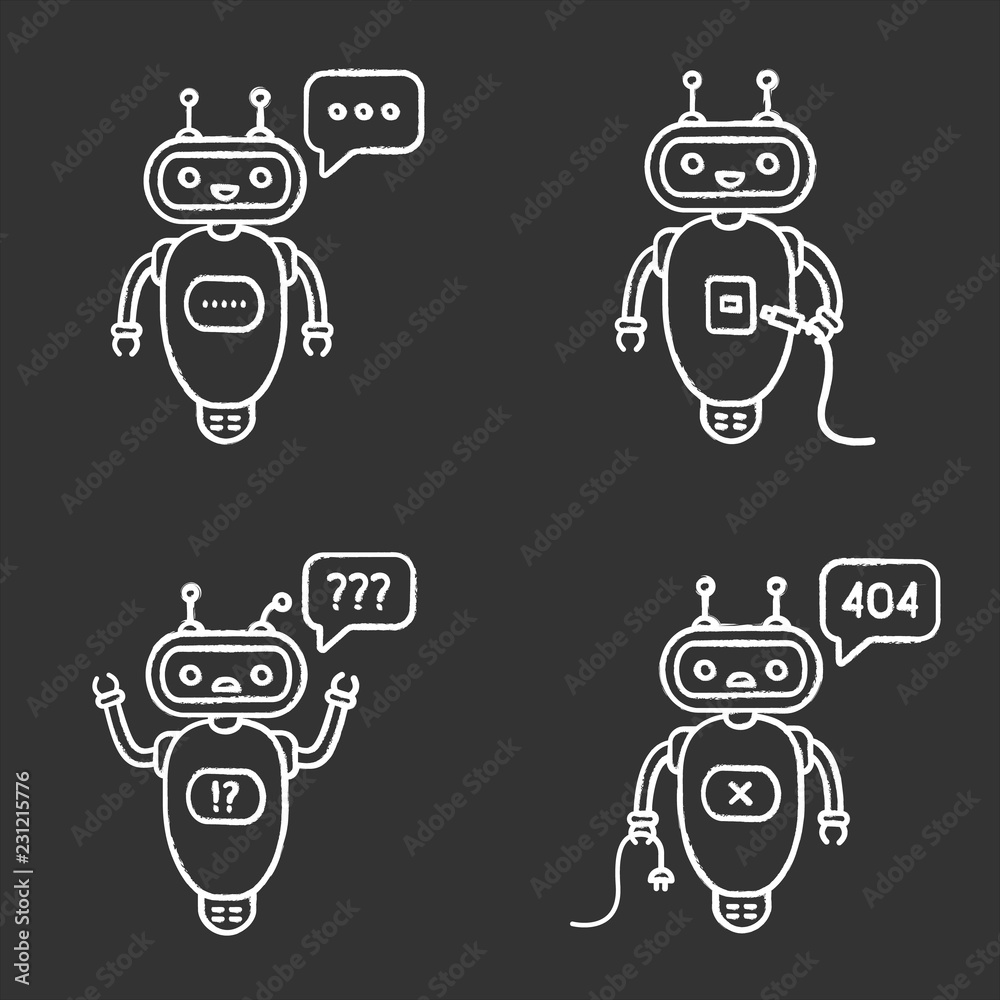 Chatbots chalk icons set Chatbots chalk icons set