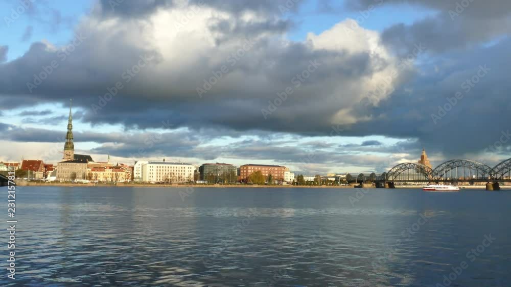 Riga Old Town Skyline as seen over river Daugava Riga Old Town Skyline as seen over river Daugava