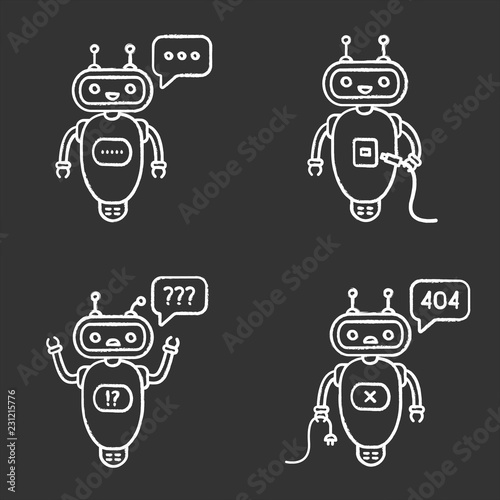 Chatbots chalk icons set