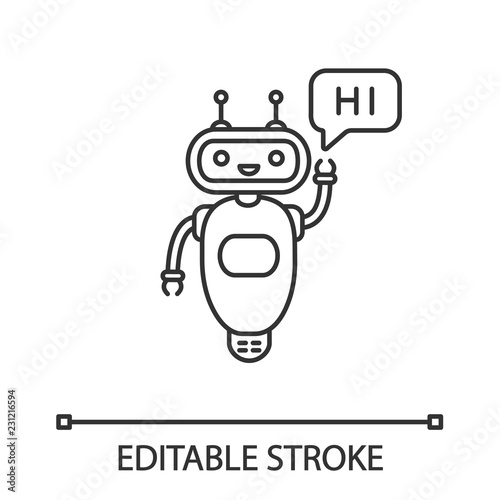 Chatbot saying hi linear icon