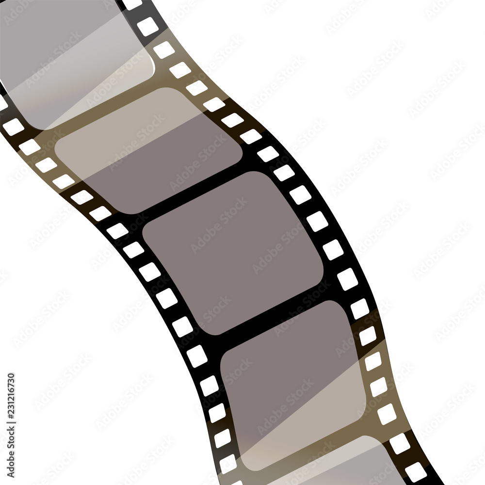 Isolated film with white background, 3D rendering. 3d film strip vector background
