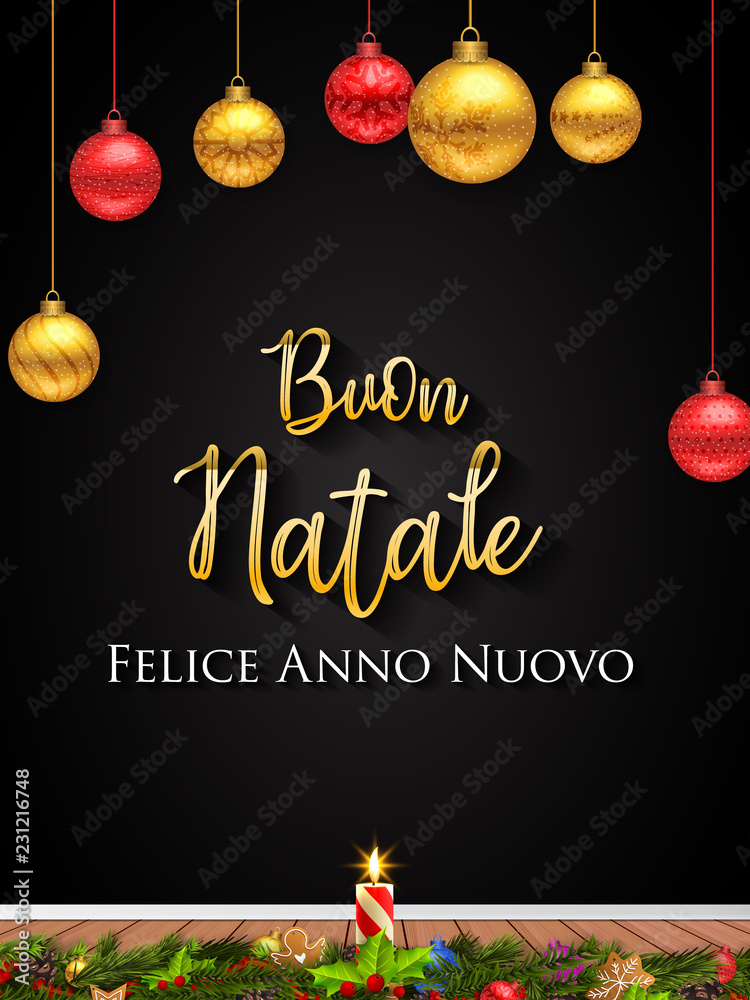 Naklejka premium Italian Christmas and Happy New Year greeting card