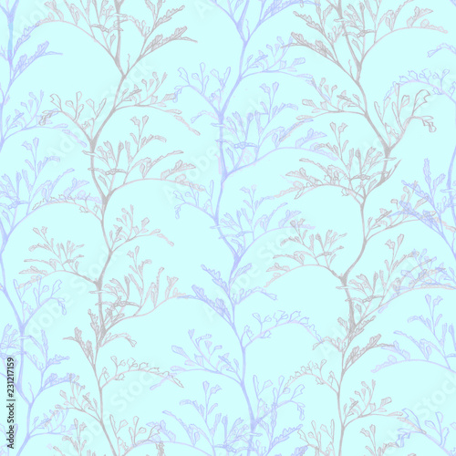 Botanical blue seamless pattern