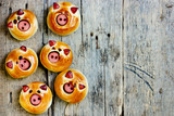 Pig shaped mini burger buns, adorable animal shaped dinner rolls for kids snack