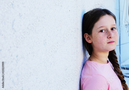 Portrait of beautiful teenage girl outdoor photo