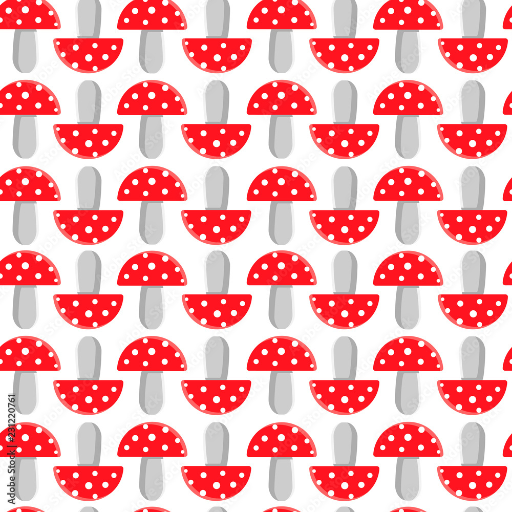 Vector seamless pattern with red mushrooms. Vector seamless pattern with red mushrooms.