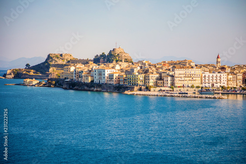 Fototapeta Naklejka Na Ścianę i Meble -  Corfu town view from the water in Greece