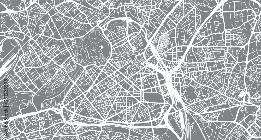 Urban vector city map of Lille, France