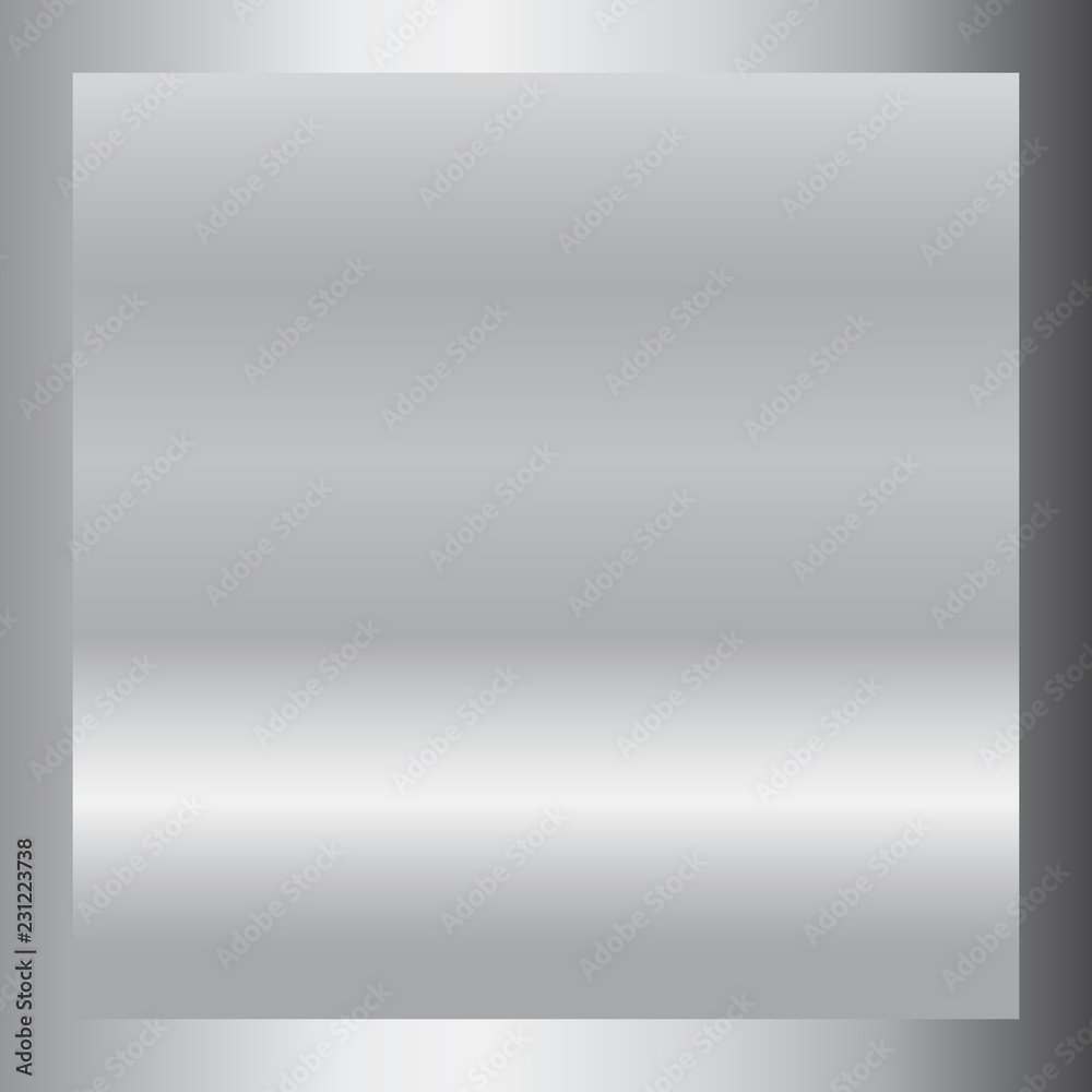 Silver gradient background. Silver design texture for ribbon, frame, banner. Abstract silver gradient template. Metal shine steel plate. Metallic light chrome pattern. Vector illustration Silver gradient background. Silver design texture for ribbon, frame, banner. Abstract silver gradient template. Metal shine steel plate. Metallic light chrome pattern. Vector illustration