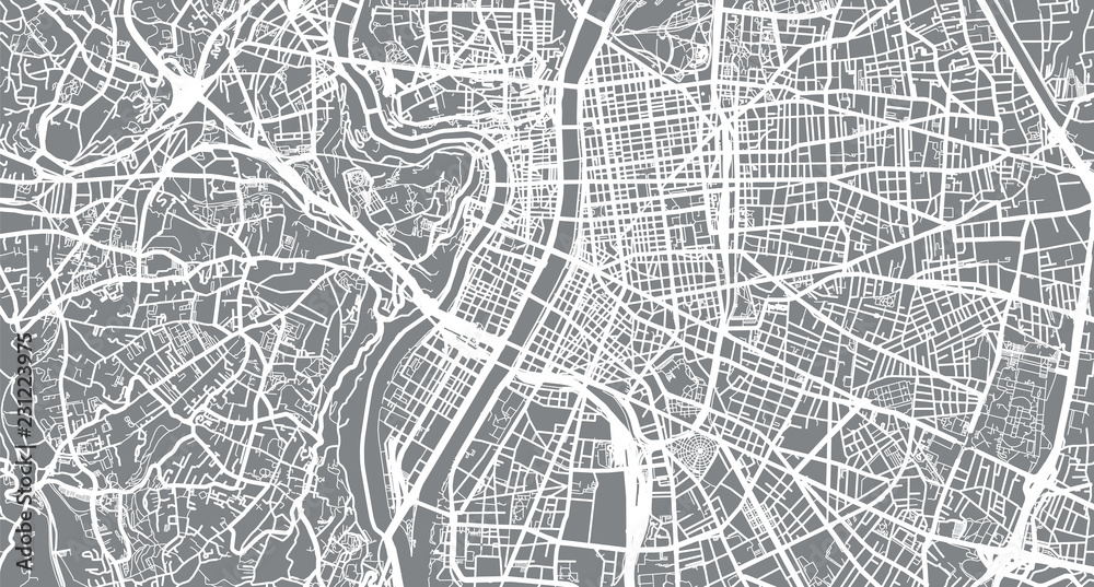 Naklejka premium Urban vector city map of Lyon, France