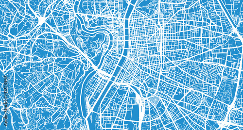 Urban vector city map of Lyon, France