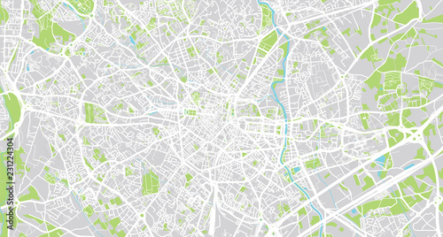 Urban vector city map of Montpellier, France