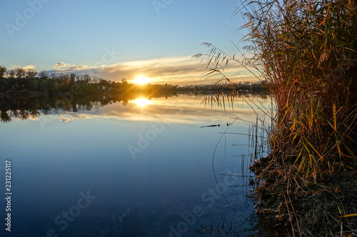 sunset on lake