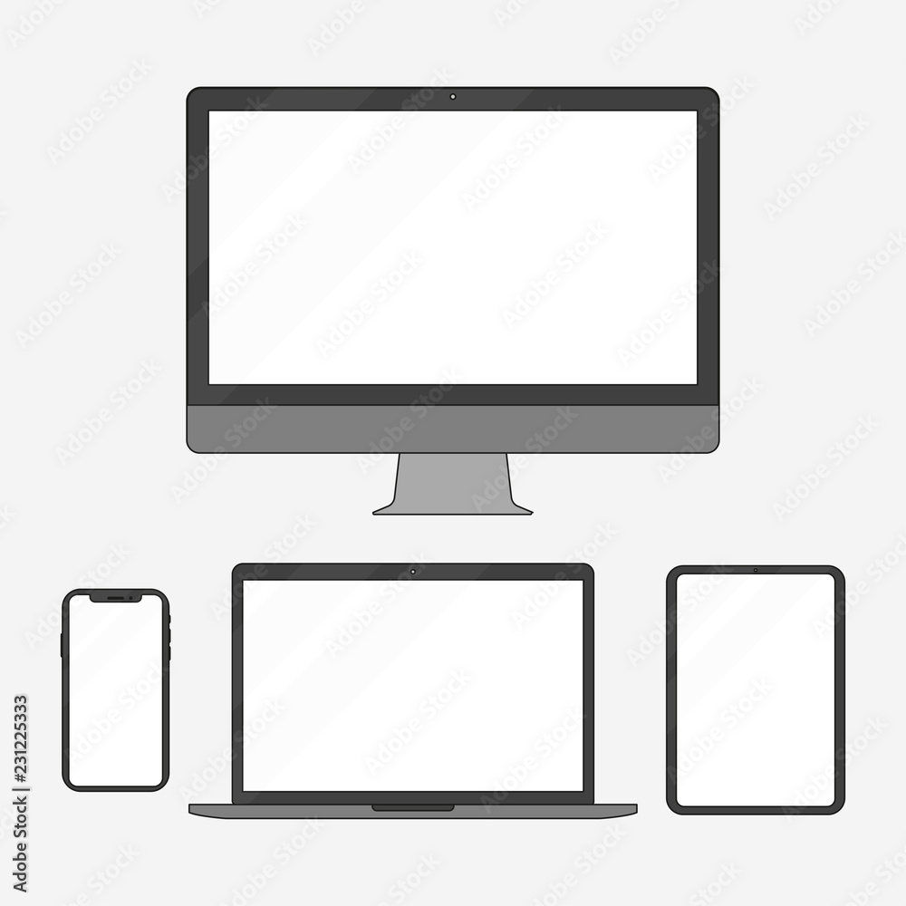 Set of electronic devices in a flat style style Set of electronic devices in a flat style style