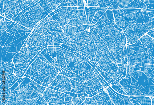 Urban vector city map of Paris, France