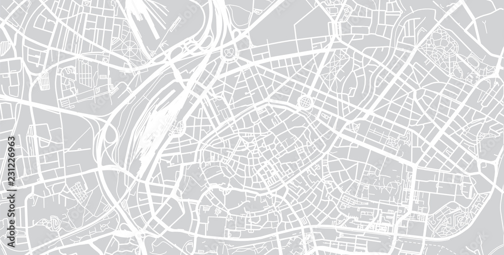 Urban vector city map of Strasbourg, France