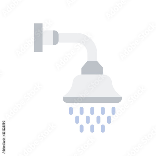 Shower head  flat icon on isolated white transparent background.	
