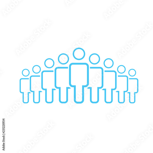 Illustration of crowd of nine people icon silhouettes vector. Social icon. Flat style design. User group network. Corporate team group. Business team work activity. vector illustration.