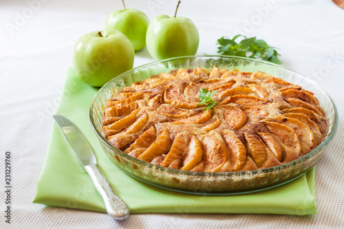 Apple pie with cinnamon and ground almonds