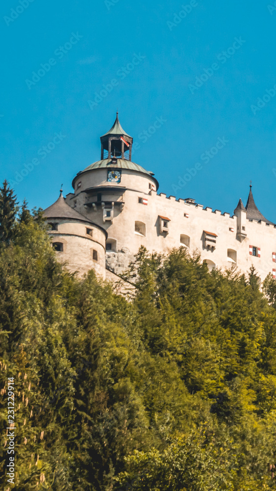 Smartphone HD wallpaper of beautiful alpine view with Castle Hohenwerfen - Salzburg - Austria