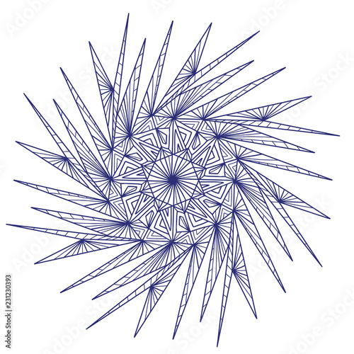 Snowflake Christmas illusration. Adult coloring page or temporary tattoo. Creative New Year print.