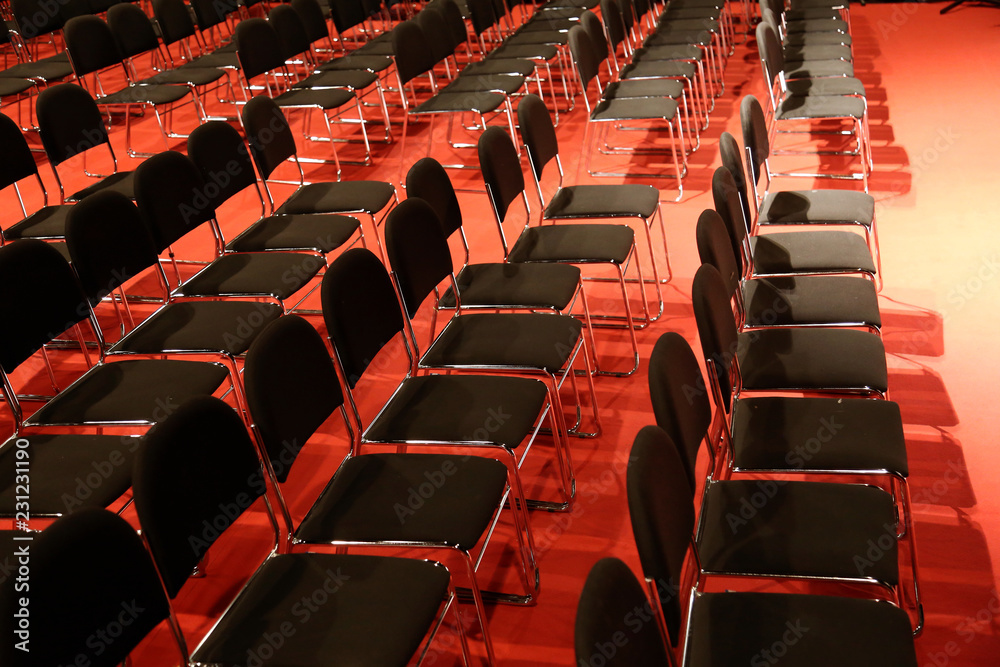Fototapeta premium Free chairs in row in an empty auditorium
