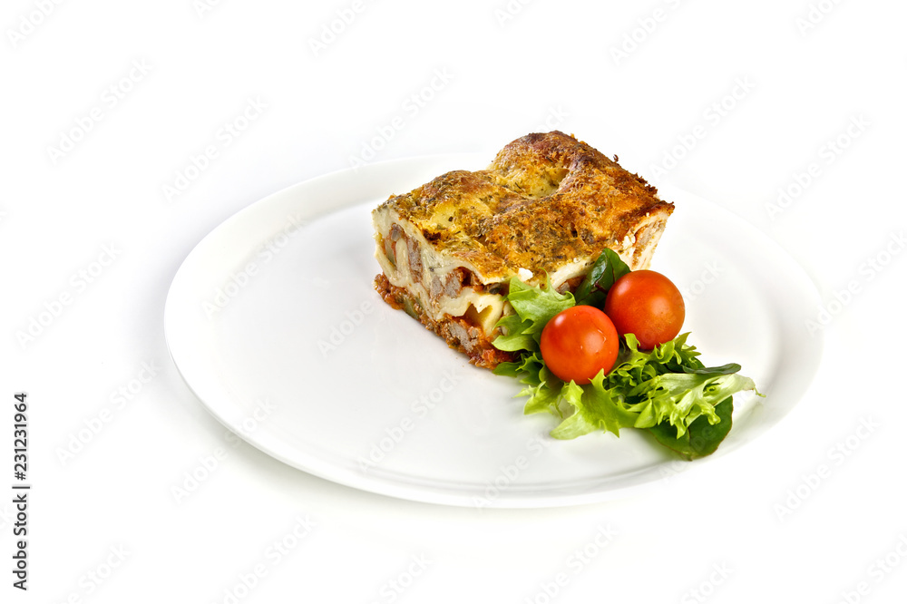 Baked lasagna, lunch